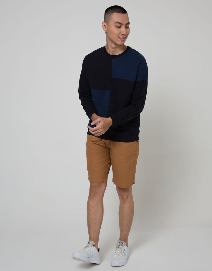 Details of Sweatshirt Jumper Round Neck Mix Fabric