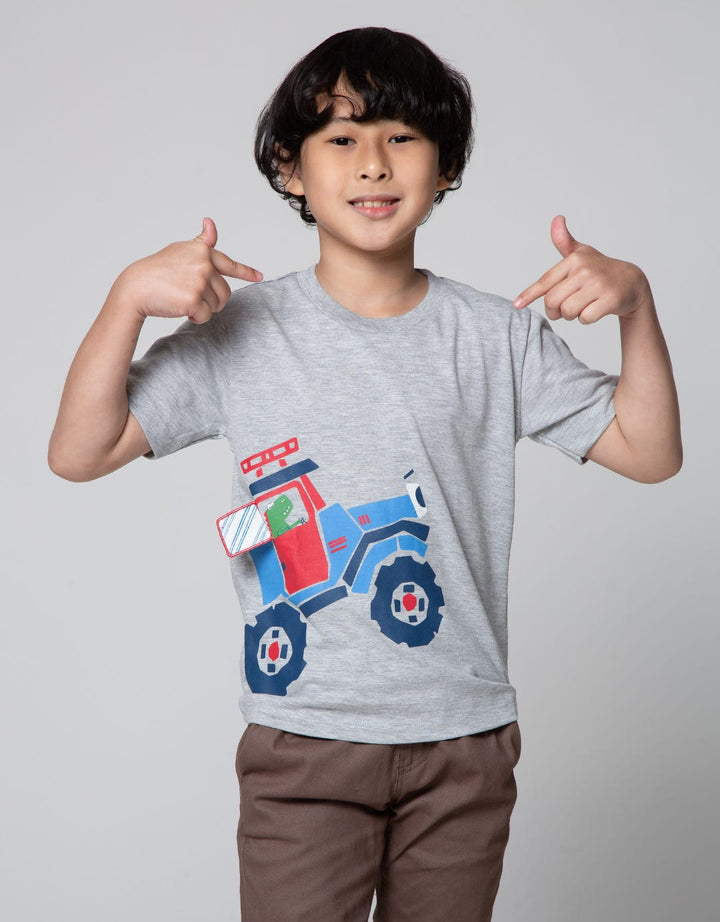 Little M Dino Car Flip Boys T-Shirt