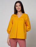 St. Yves Long Sleeve Blouse Top Cotton Plain Puff Me