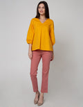 St. Yves Long Sleeve Blouse Top Cotton Plain Puff Me