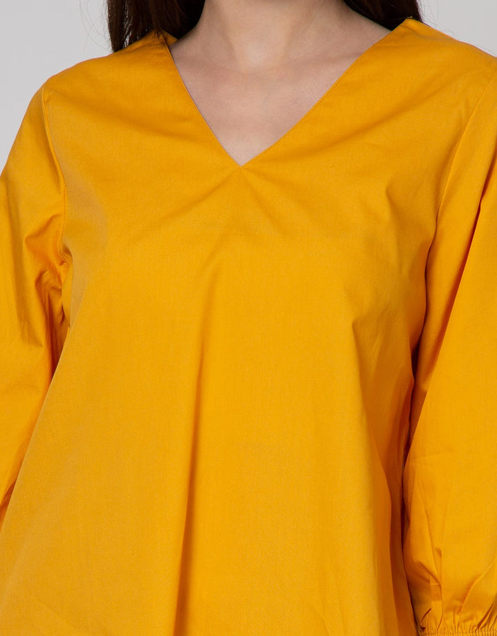 St. Yves Long Sleeve Blouse Top Cotton Plain Puff Me