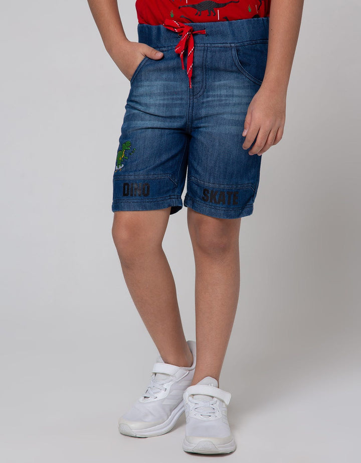 Little M Denim Shorts Cut N Sewn Dino Bordir