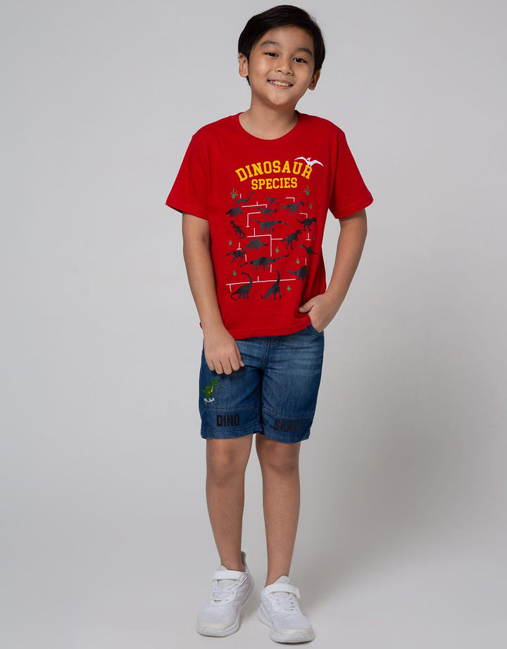 Little M Denim Shorts Cut N Sewn Dino Bordir