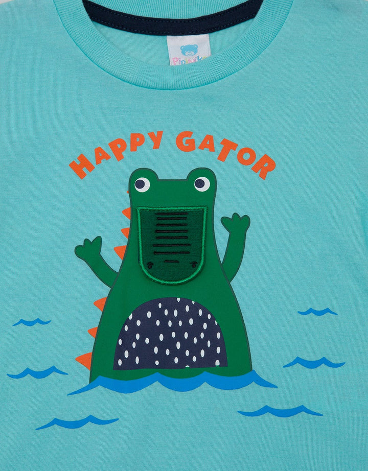 Pipiniko Short Sleeve T-Shirt Happy Gator Aplikasi