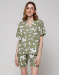 Nevada Short Sleeve Pyjama Shorts Black Spiral