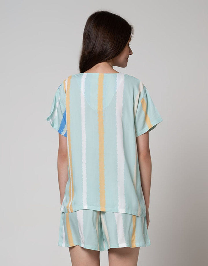 Nevada Short Sleeve Pyjama Shorts Abstrak Tie Dye