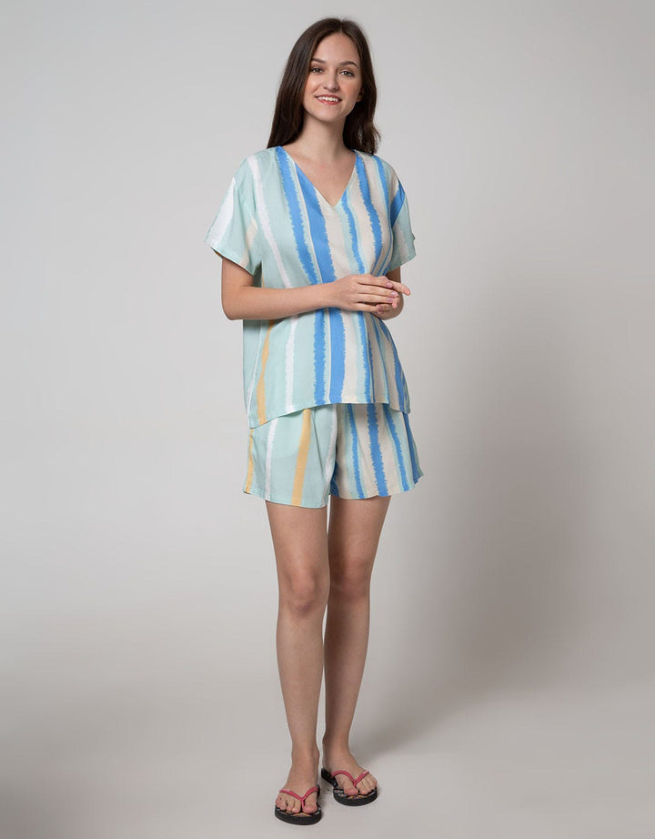 Nevada Short Sleeve Pyjama Shorts Abstrak Tie Dye