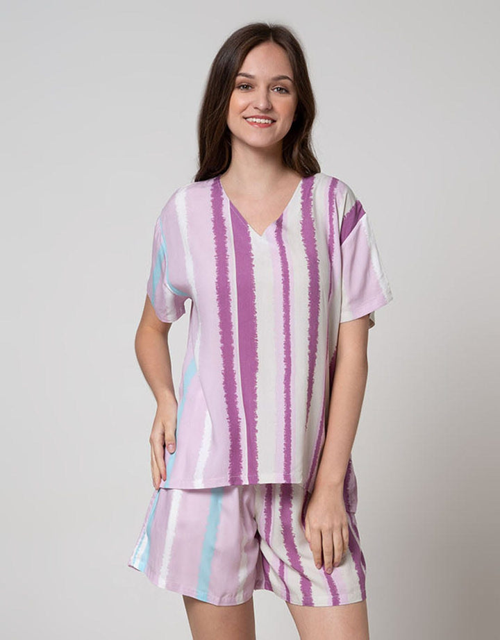 Nevada Short Sleeve Pyjama Shorts Abstrak Tie Dye