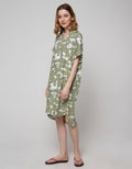 Nevada Short Sleeve Midi Dress Black Spiral