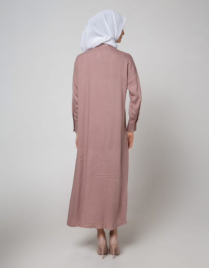 Annisa Long Sleeve Maxi Dress Half Layer On Side