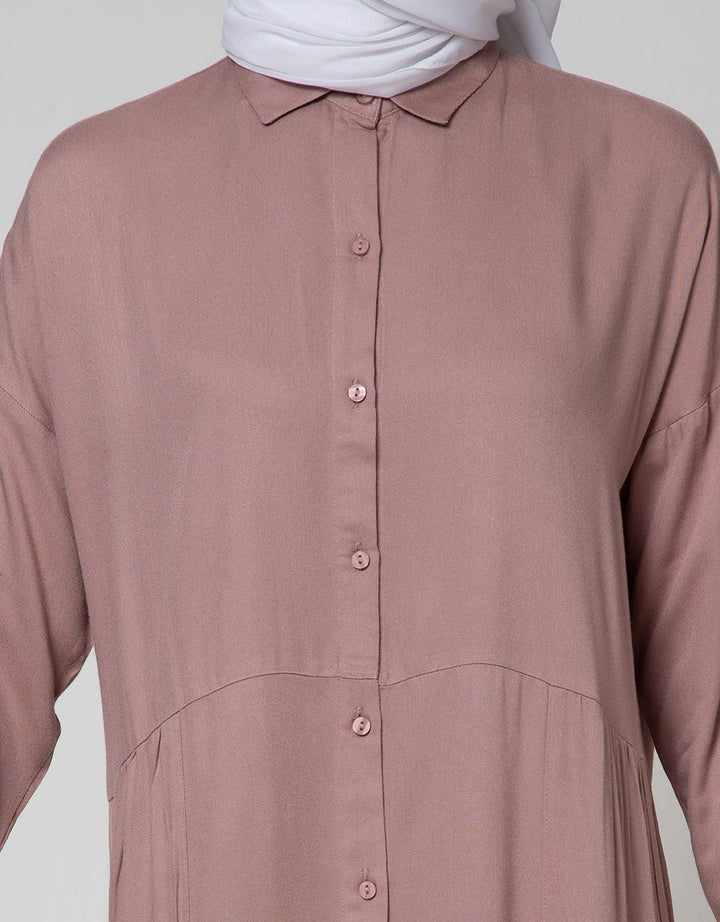 Annisa Long Sleeve Maxi Dress Half Layer On Side