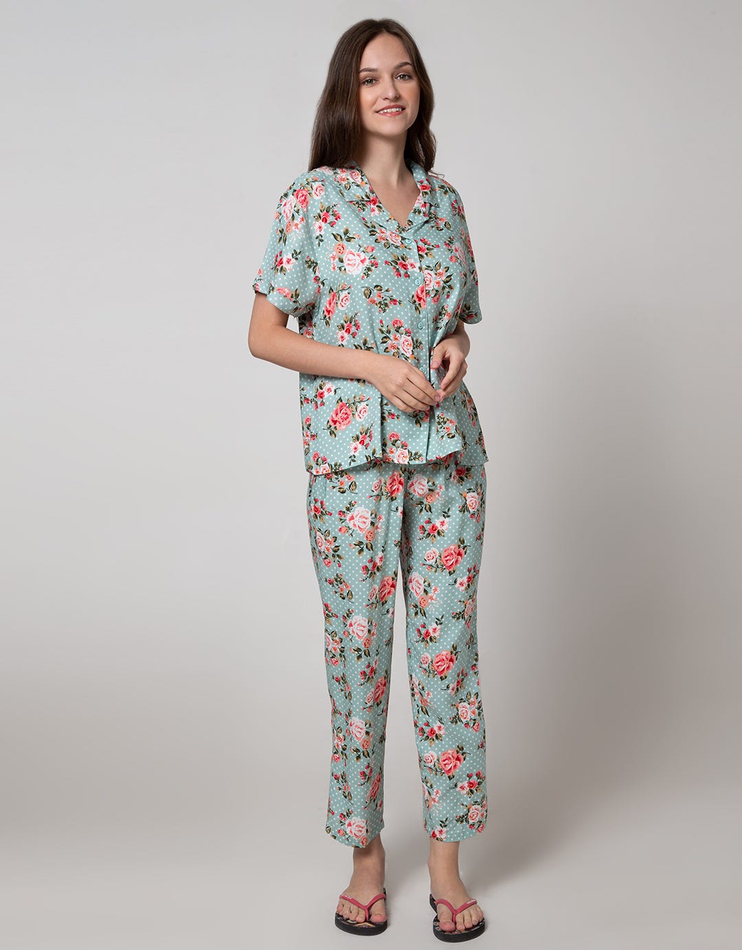 St. Yves Short Sleeve Pyjama Pants Vintage Rose