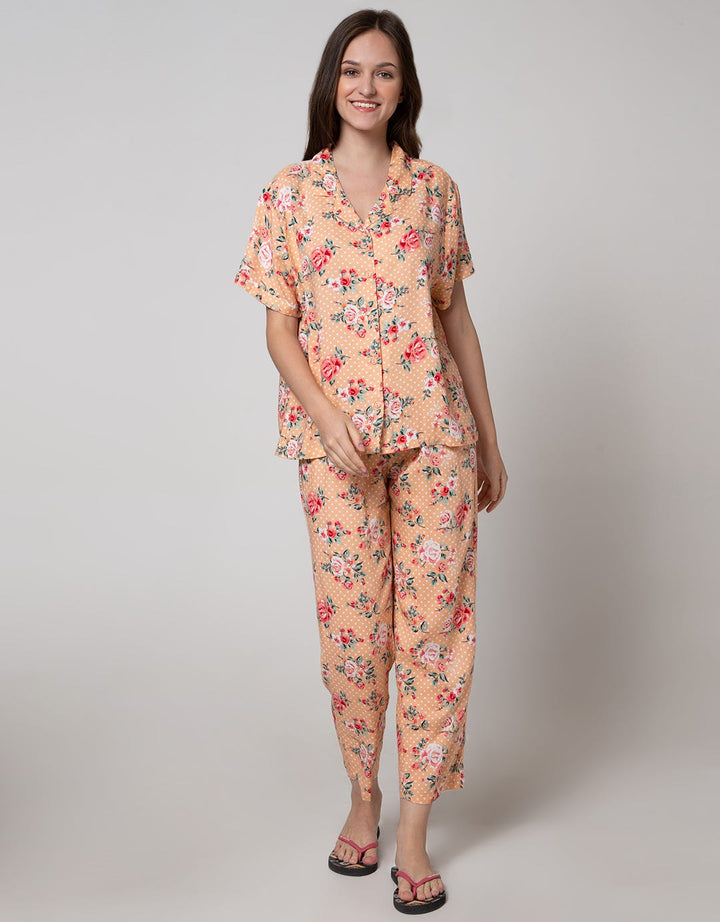 St. Yves Short Sleeve Pyjama Pants Vintage Rose