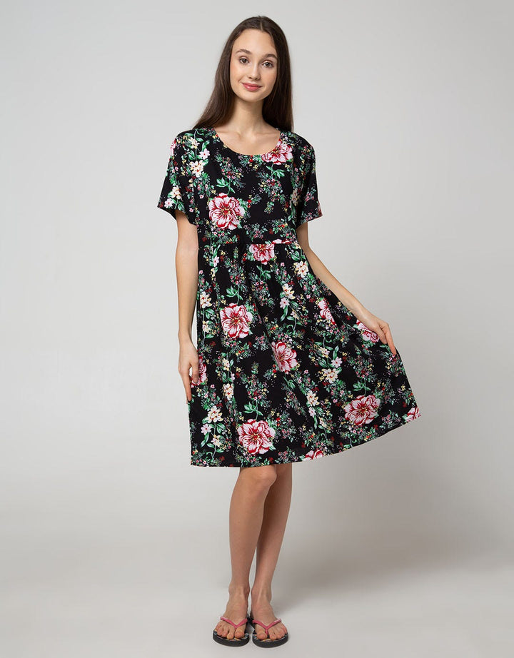 St. Yves Short Sleeve Midi Dress Beautiful Big Rose