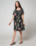 St. Yves Short Sleeve Midi Dress Beautiful Big Rose