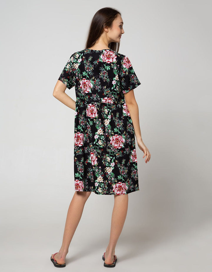 St. Yves Short Sleeve Midi Dress Beautiful Big Rose
