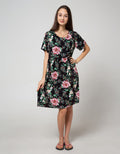 St. Yves Short Sleeve Midi Dress Beautiful Big Rose