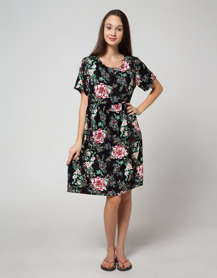 St. Yves Short Sleeve Midi Dress Beautiful Big Rose