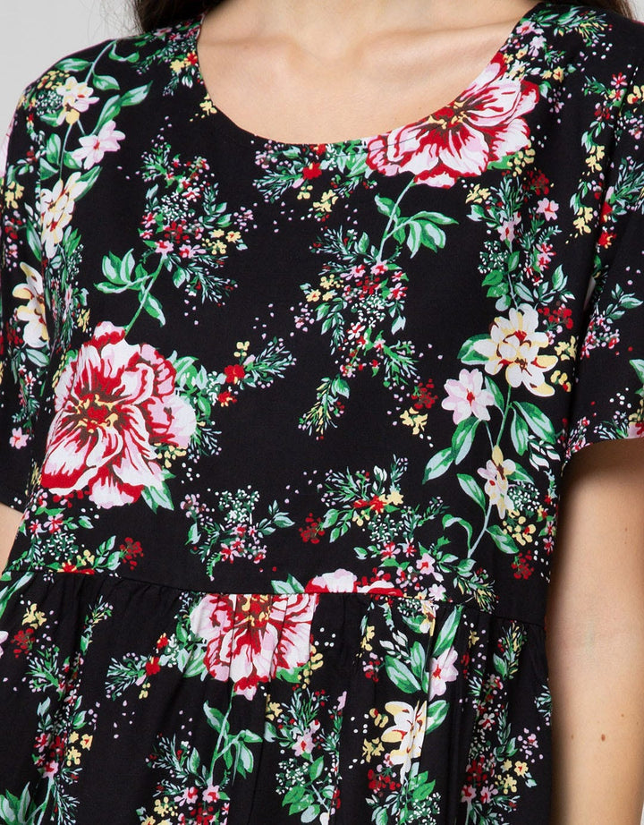 St. Yves Short Sleeve Midi Dress Beautiful Big Rose