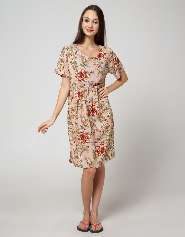 St. Yves Short Sleeve Midi Dress Beautiful Big Rose