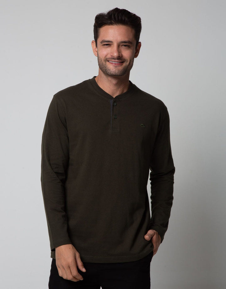 Cole Long Sleeve T-Shirt Henley Kombinasi Plakat