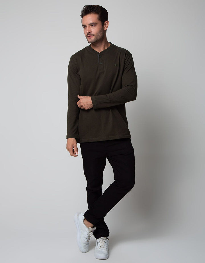 Cole Long Sleeve T-Shirt Henley Kombinasi Plakat