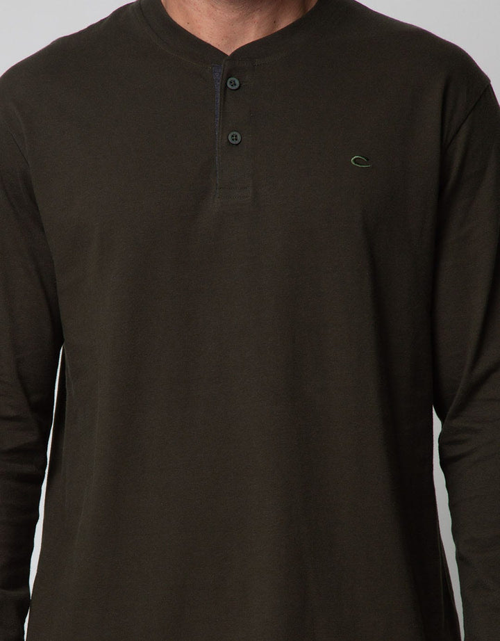 Cole Long Sleeve T-Shirt Henley Kombinasi Plakat