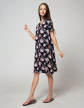 St. Yves Short Sleeve Midi Dress Almond Dot