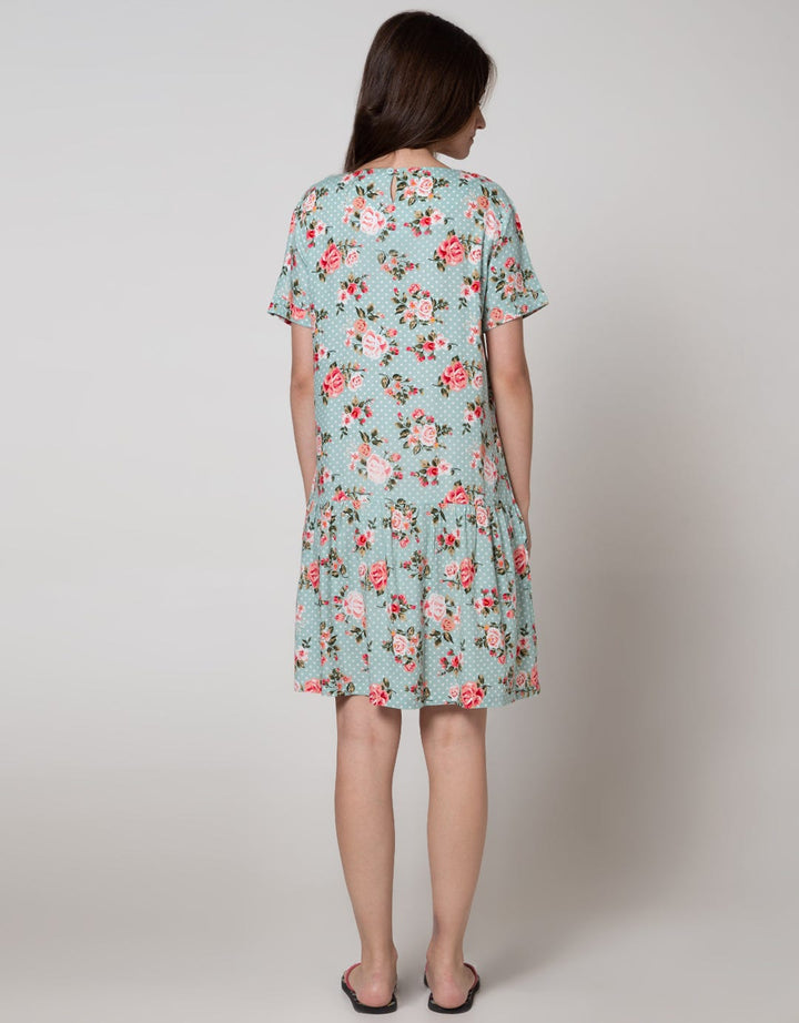 St. Yves Short Sleeve Midi Dress Vintage Rose