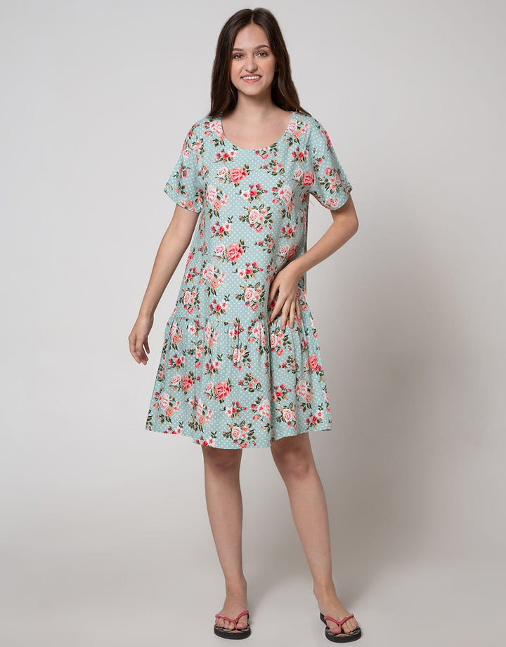 St. Yves Short Sleeve Midi Dress Vintage Rose