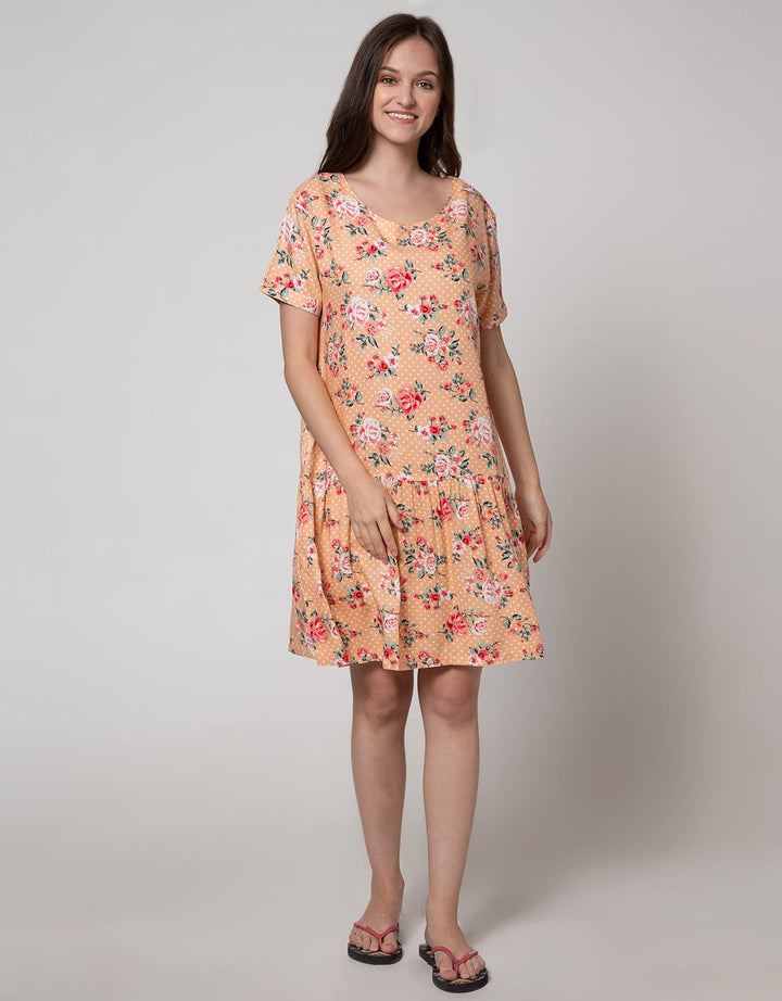 St. Yves Short Sleeve Midi Dress Vintage Rose