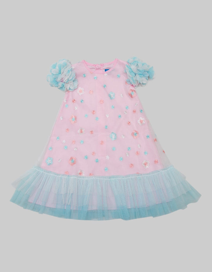 Kidz Too Short Sleeve Midi Dress Full Brocade Solder