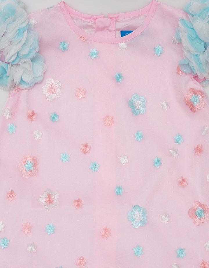 Kidz Too Short Sleeve Midi Dress Full Brocade Solder