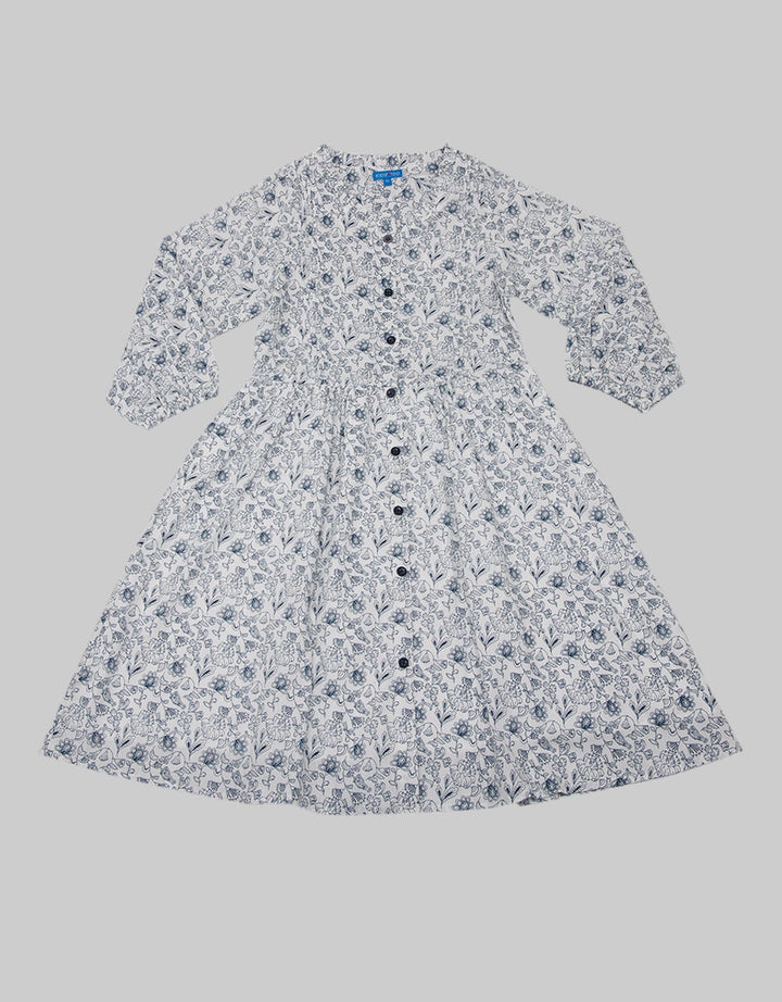 Kidz Too Long Sleeve Midi Dress Full Print Front Button Hands