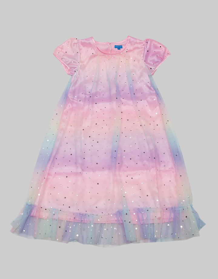 Kidz Too Short Sleeve Midi Dress Tile Rainbow Geber Bawah