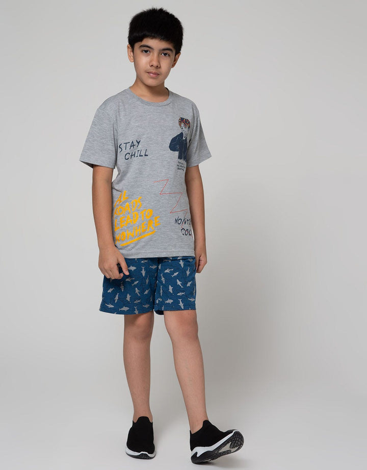 Aero Shorts Knit Print Greyfish