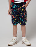Little M Short Pants Woven Dino Karet Piping Kombinasi