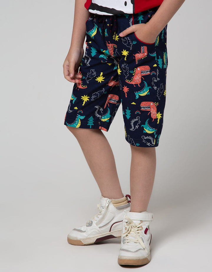 Little M Short Pants Woven Dino Rubber Piping Combination