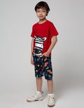 Little M Short Pants Woven Dino Karet Piping Kombinasi