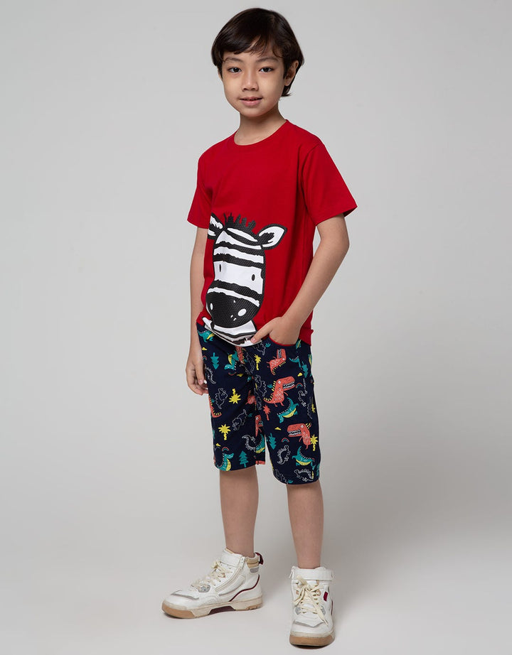 Little M Short Pants Woven Dino Rubber Piping Combination