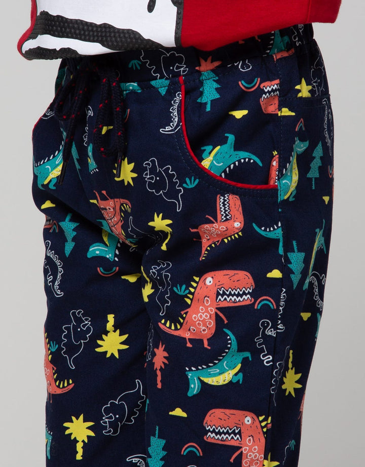 Little M Short Pants Woven Dino Rubber Piping Combination