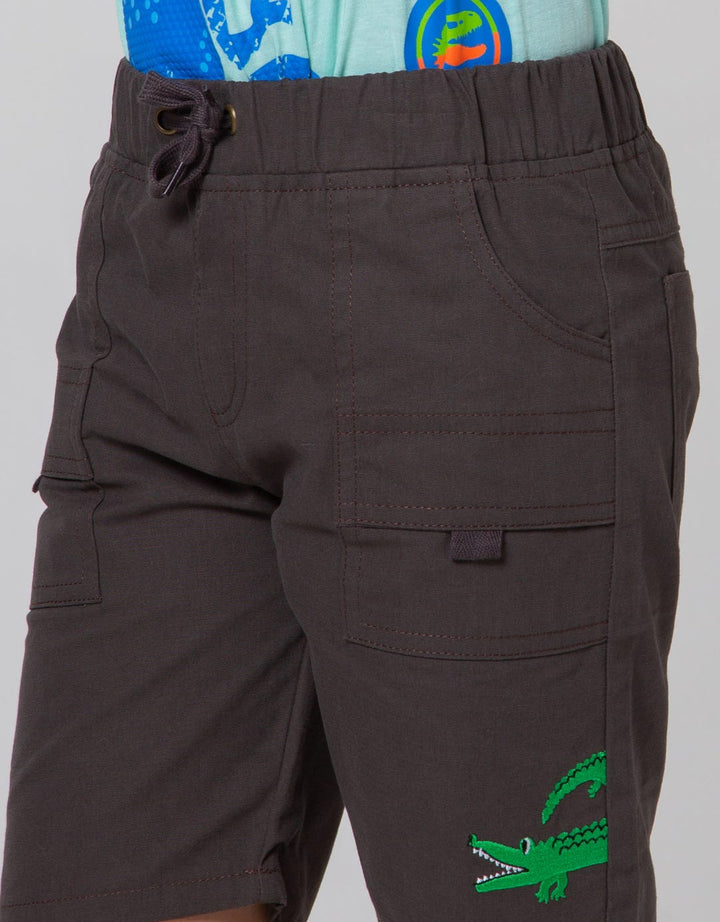 Little M Short Pants Woven Solid Rib Bordir Alligator