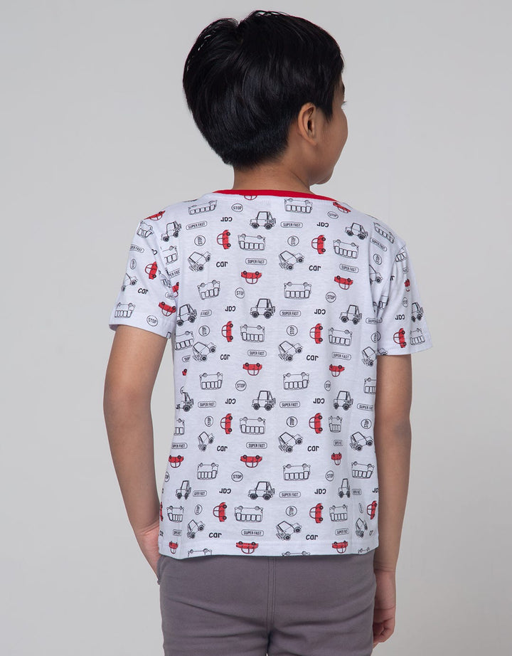 Little M Short Sleeve T-Shirt Car Kombinasi Chambray Bordir