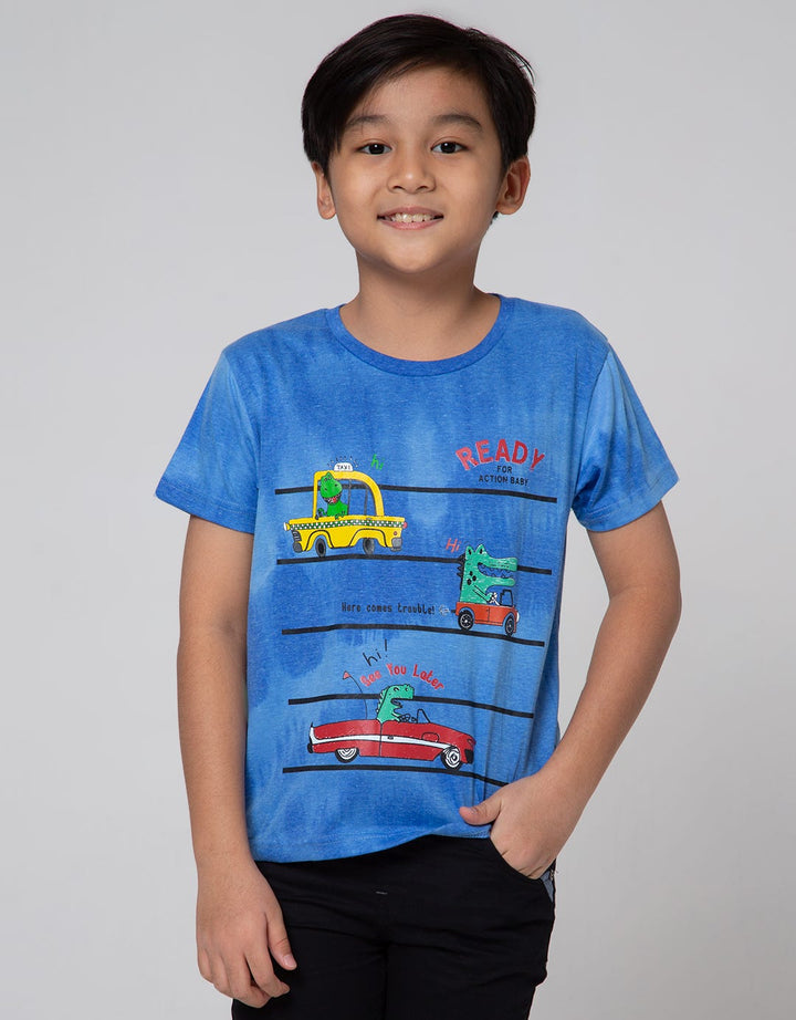 Little M Short Sleeve T-Shirt Tiedye Dino Ready Car