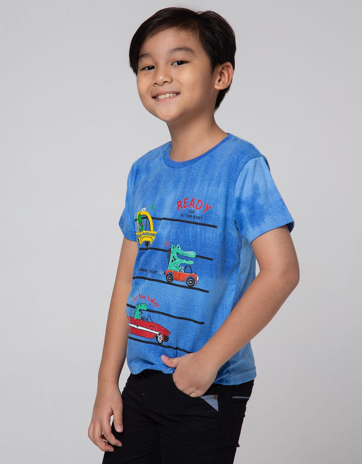Little M Short Sleeve T-Shirt Tiedye Dino Ready Car