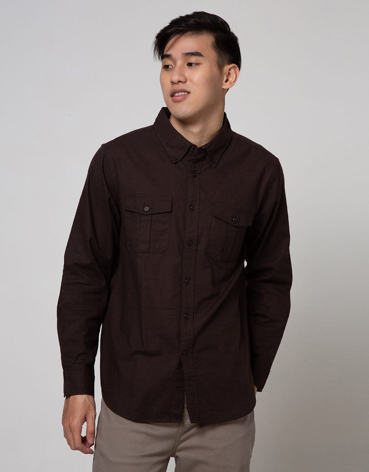 Cole Long Sleeve Shirt  Solid Slub 2 Pocket