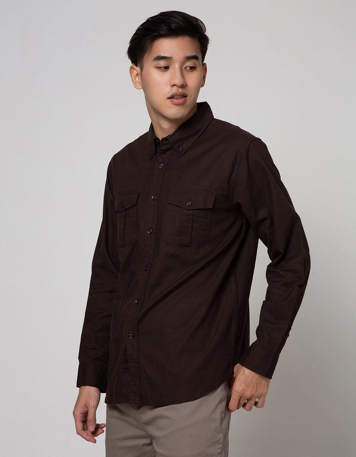 Cole Long Sleeve Shirt  Solid Slub 2 Pocket