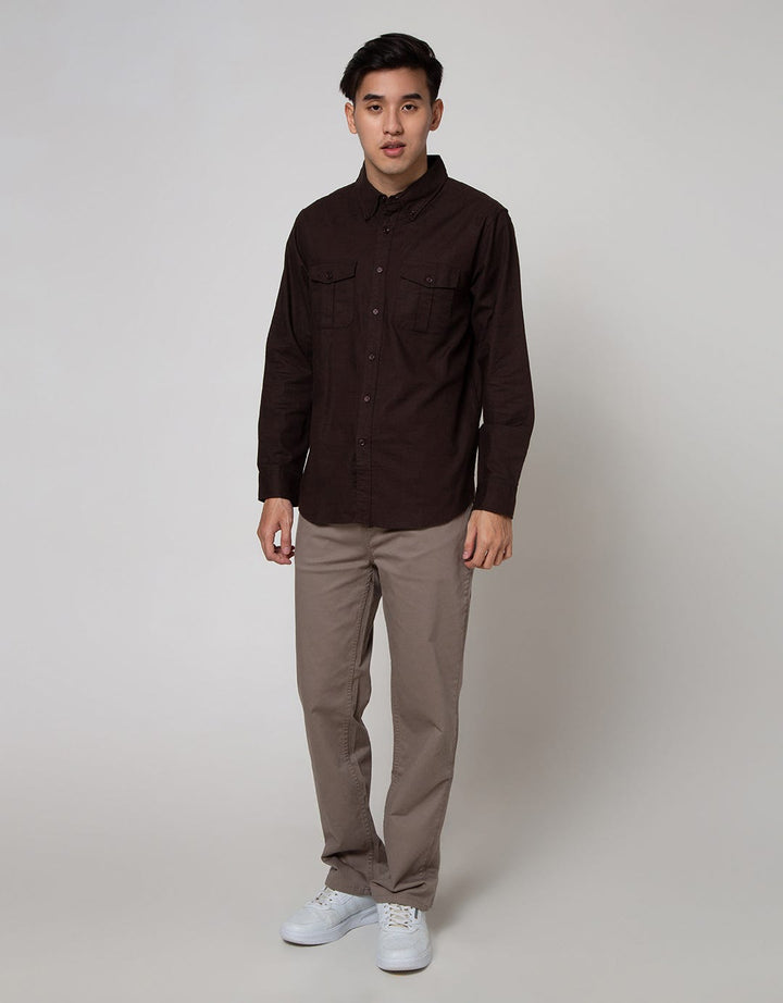 Cole Long Sleeve Shirt  Solid Slub 2 Pocket