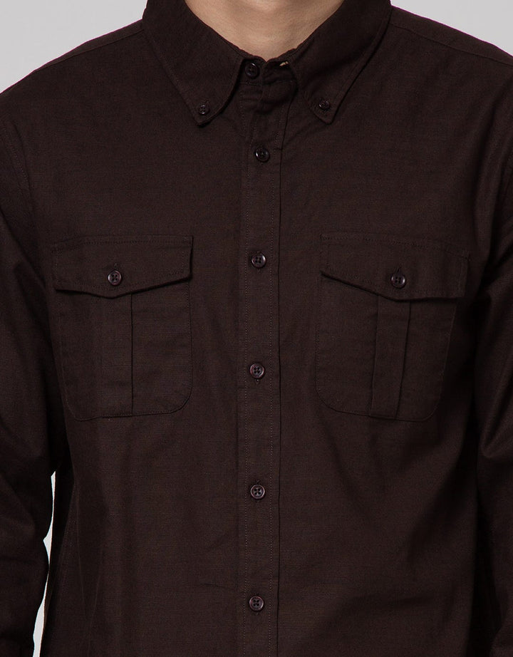 Cole Long Sleeve Shirt  Solid Slub 2 Pocket