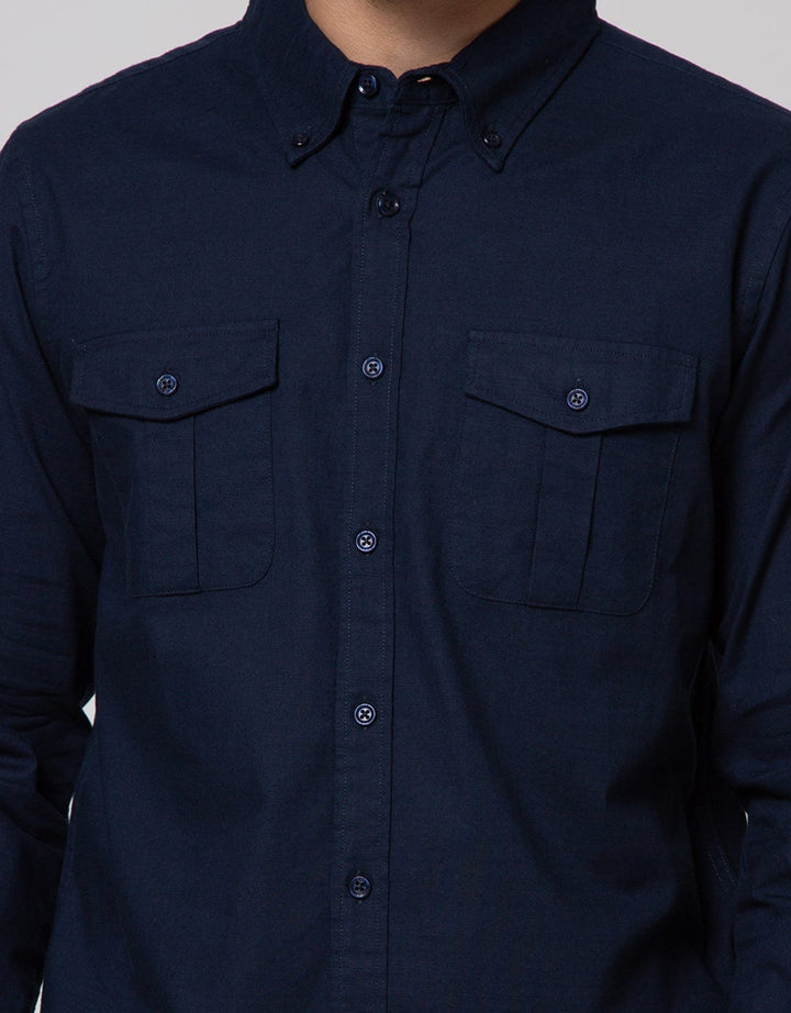 Cole Long Sleeve Shirt  Solid Slub 2 Pocket